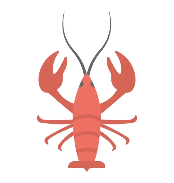 Flat Vector Icon Top View Shrimp — Stock Vector