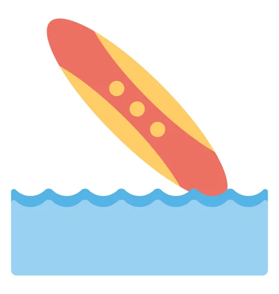 Pembe Renkli Sörf Tahtası Düz Vektör Simgesi Tasarım — Stok Vektör