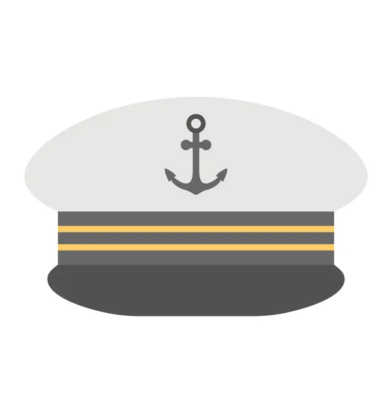 Captain Peaked Cap Anchor Cockade Flat Vector Icon — Stock Vector