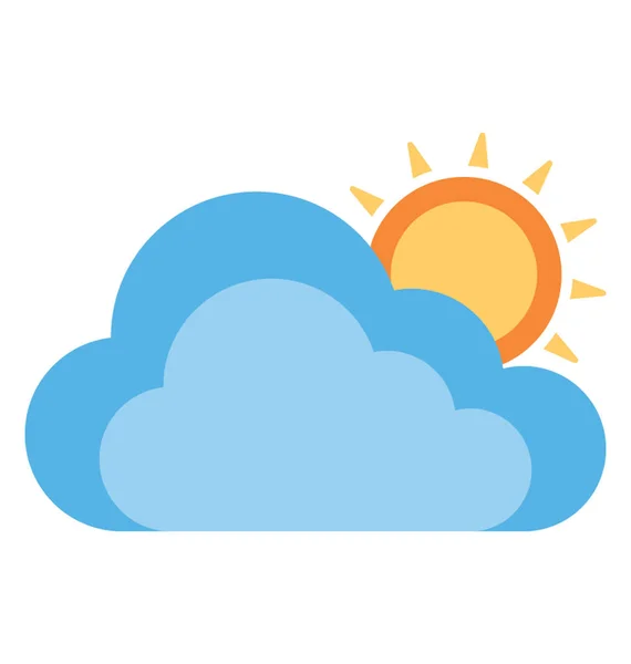 Сонце Хмарою Символізує Приємну Погодну Плоску Іконок — стоковий вектор