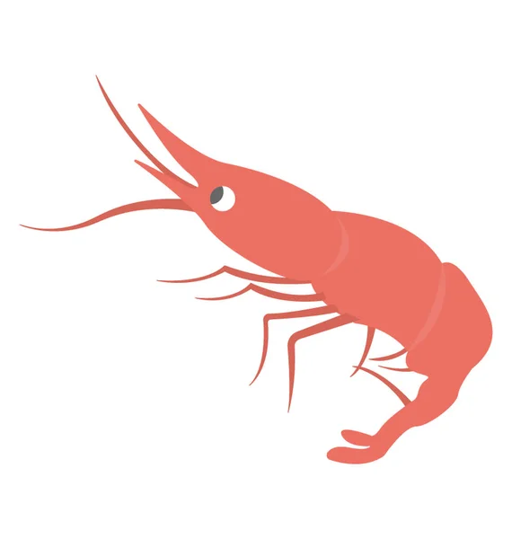 Seafood Shrimp Flat Vector Icon Design — Stock Vector