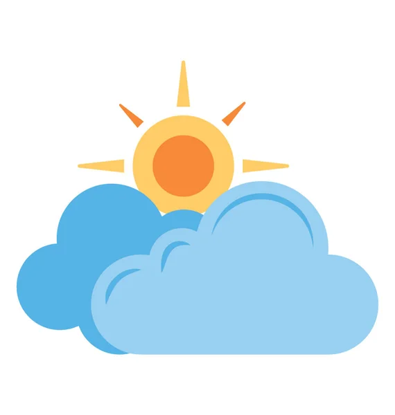 Sonne Mit Wolken Die Angenehmes Wetter Repräsentieren — Stockvektor
