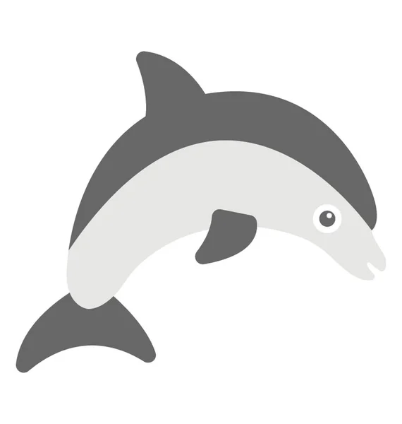 Flat Vector Icon Design Cute Dolphin Cartoon Jumping — Stock Vector