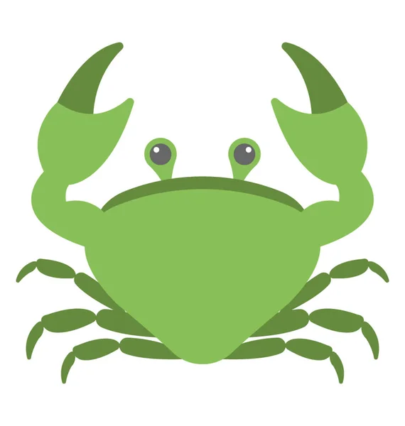 Green Crawl Crab Flat Vector Icon Design — Stock Vector