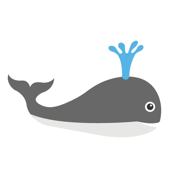 Μια Φάλαινα Χαριτωμένο Καρτούν Σιντριβάνι — Διανυσματικό Αρχείο