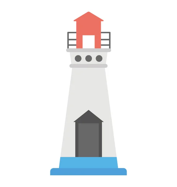 Light House Sea Navigational Aid Flat Icon — Stock Vector