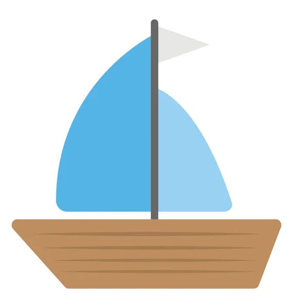 Een Blauwe Kleur Zeilboot Zeilen Platte Vector Pictogram Ontwerp — Stockvector