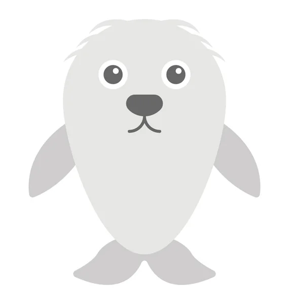 Cute Cartoon Harbor Seal Flat Vector Icon — Stock Vector