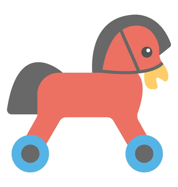 赤い色 フラット アイコン デザインの木製車輪馬 — ストックベクタ
