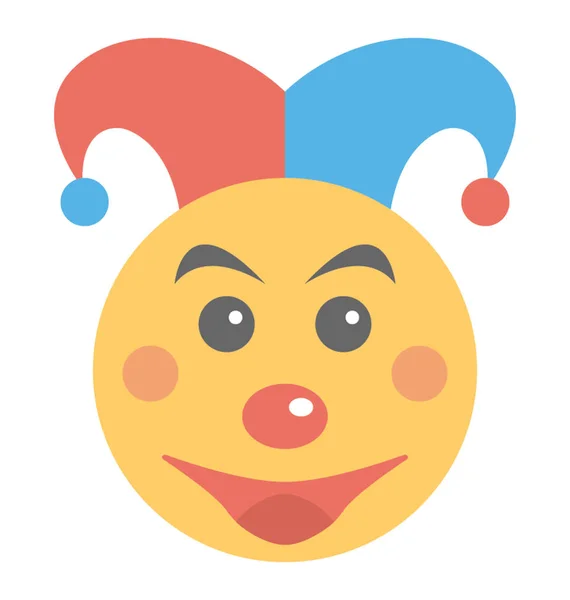Flat Icon Design Clown Face Symbolising Some Kids Entertainment Party — Stock Vector