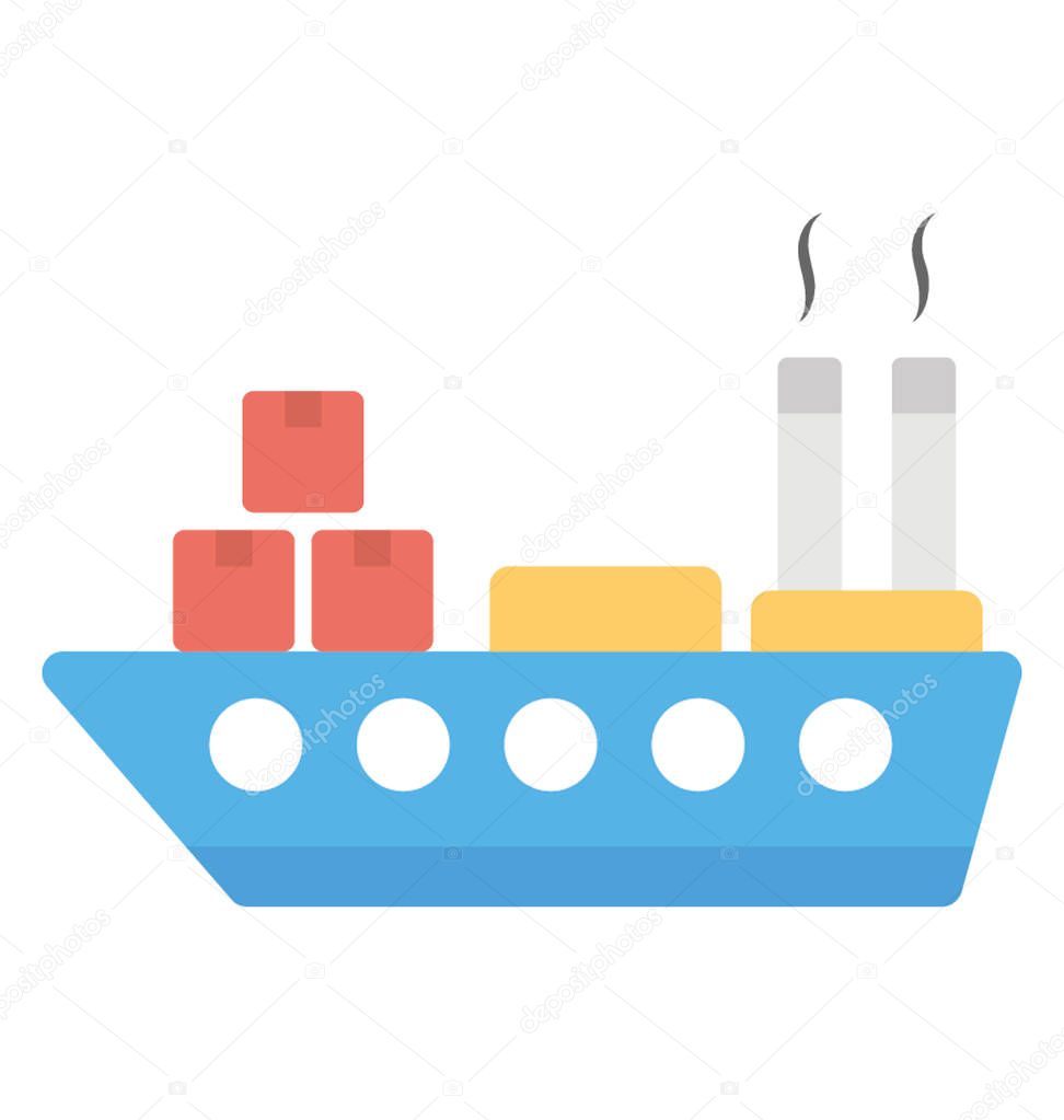 Flat vector icon of steamer ship 