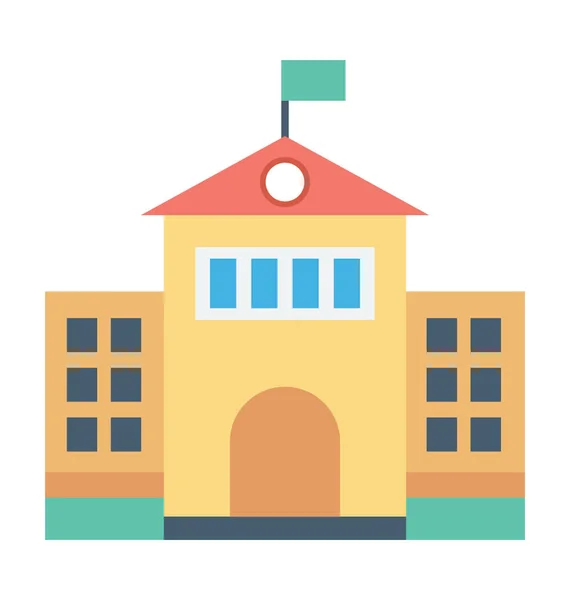 School Building Vector Icon — Stock Vector