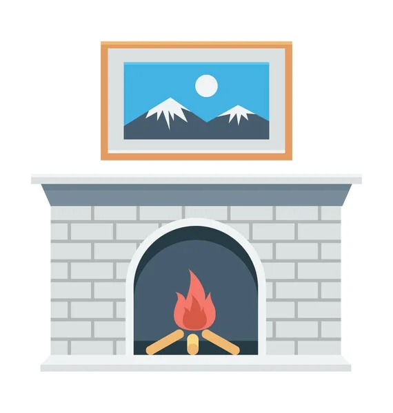 Fireplace Vector Icon — Stock Vector