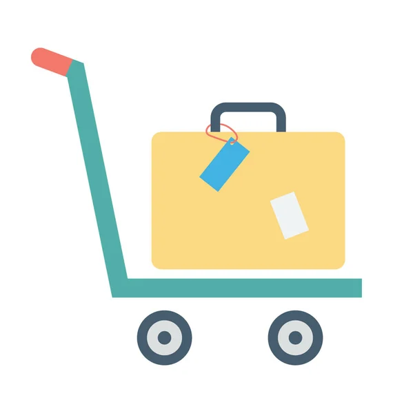 Luggage Trolley Vector Icon — Stock Vector