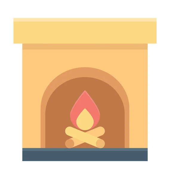 Fireplace Vector Icon — Stock Vector