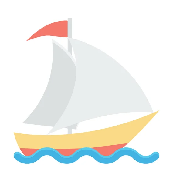 Zeilboot Gekleurde Vector Pictogram — Stockvector