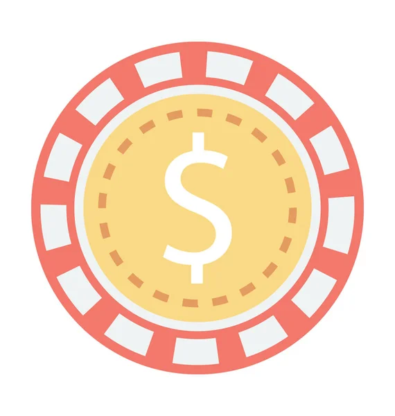 Casino Chip Vettoriale Icona — Vettoriale Stock