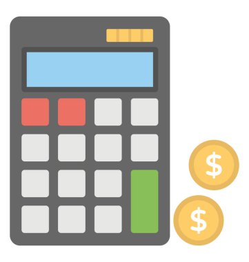 Bir calculculating makinesi, hesap makinesi ile muhasebe kavram bayraklarında paralar