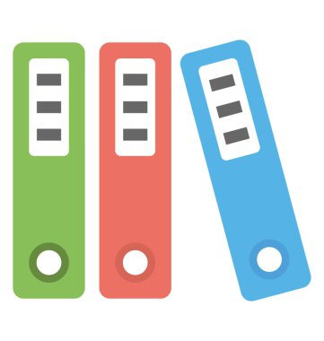 Renkli kağıt bağlayıcı düz vektör simgeleri