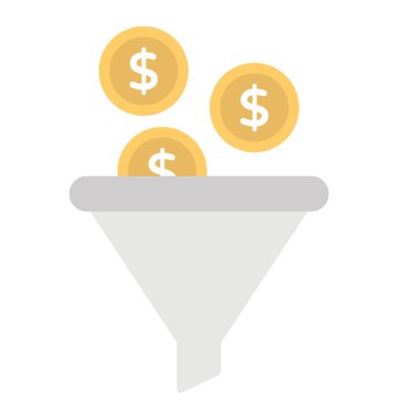 Düz vektör simgesi tasarım huni dolar işareti olan