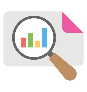 Büyüteç'i gösteren veri analizi altında grafik vektör simge düz