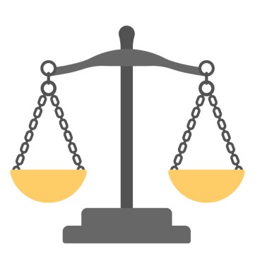 Hukuk ve adalet, düz vektör simgesi tasarım sembolik bir denge