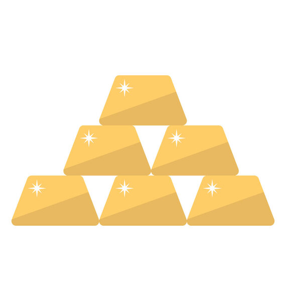 Пачка золотых кирпичей, плоский векторный рисунок

