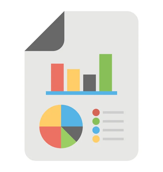 Document Bar Pie Graph Showing Marketing Report Flat Icon — Stock Vector