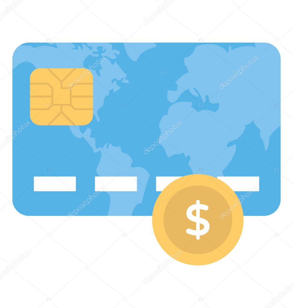 Descriptive Flat vector icon design of financial transaction via credit card