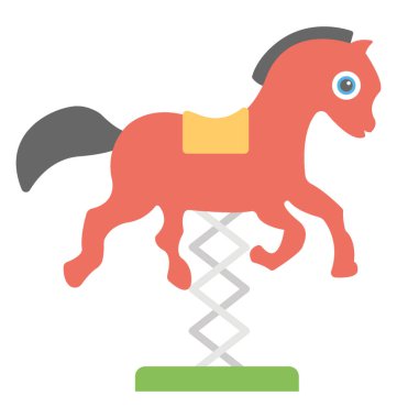 Bir bahar tipi malzeme ile yerden eklemek at şeklinde bir salıncak