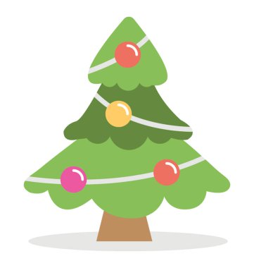 Çok renkli topları ile süslenen bir Noel ağacı 