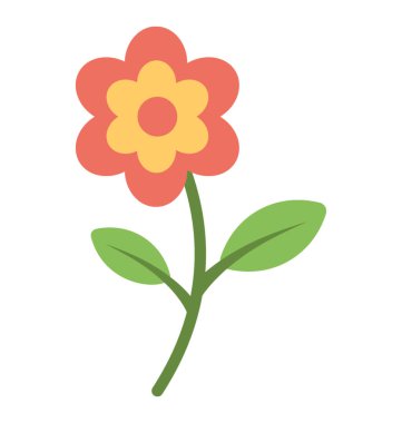 Yeşil bir kök ve yaprakları ile kırmızı ve sarı bir çiçek