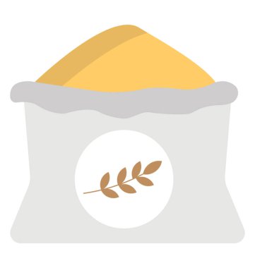 Gri renk çuval içindeki buğday unu ile