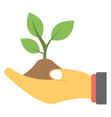 Bir bebek bitki kazmak toprak içinde tutan bir el