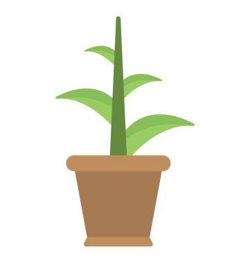 İçindeki bitki ile kahverengi bir pot