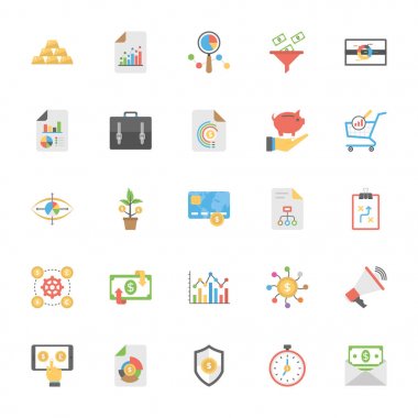 Piyasa ve ekonomi düz Icons Set