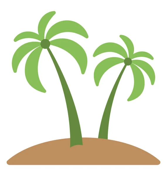 两棵棕榈树生长在一块土地上 — 图库矢量图片