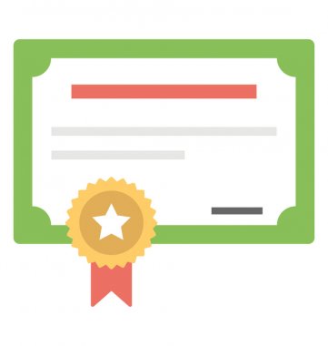 Bildirim, düz vektör simge ödül Sertifikası belgesi