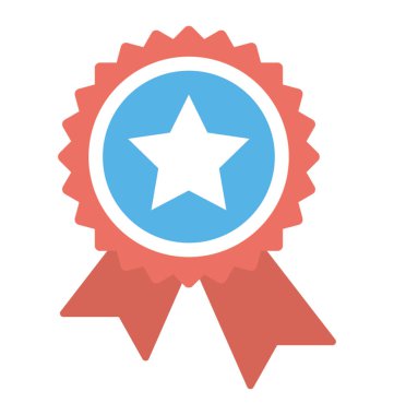 Bir şerit ödül kart Merkezi yıldızı ile düz simgesi tasarım 