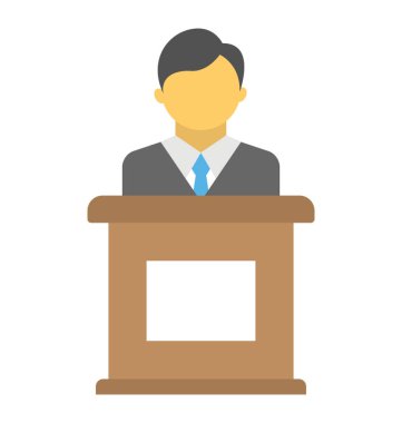 Bir kişi ona bir kamu hoparlör gibi düz simgesini temsil eden rosterm diğer tarafında