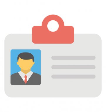 Bir kişi resim ve kimlik kartı düz simgesi bayraklarında bilgi ile bir kart