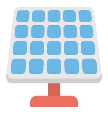 Güneş enerjisi paneli düz vektör simgesi