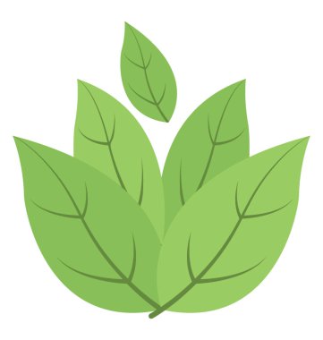  Düz tasarım simgesi yeşil yapraklar, ekolojik yaprak kavramı