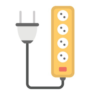 Elektrik uzatma kablosu, düz stil. Vektör 