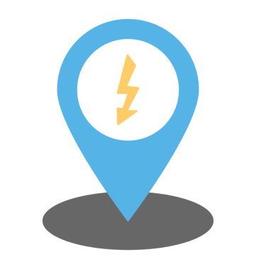 Konum işaretçisi enerji işareti ile düz enerji konumu simgesi kavramı