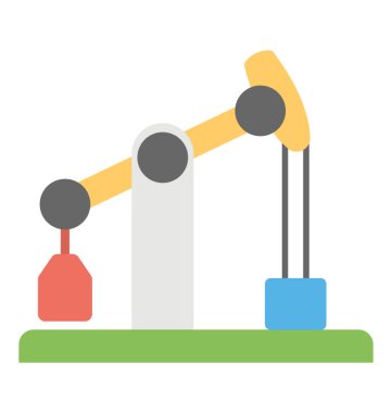 Petrol pompa jack düz simgesi, bir petrol sanayi ekipmanları,