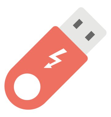 Düz tasarım simgesi in usb depolama birden parlamak götürmek 