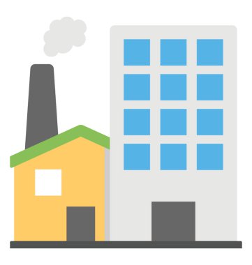 Faktör ve santral bir düz tasarım simgesi