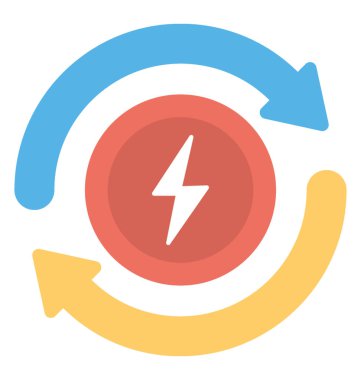 Bir güç cıvata veya yıldırım oturum dairesel oklar düz kutsal kişilerin resmi içinde