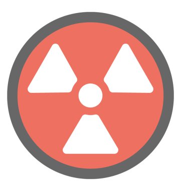 Radyoaktivite radyasyon uyarı işareti yuvarlak düz simgesi 